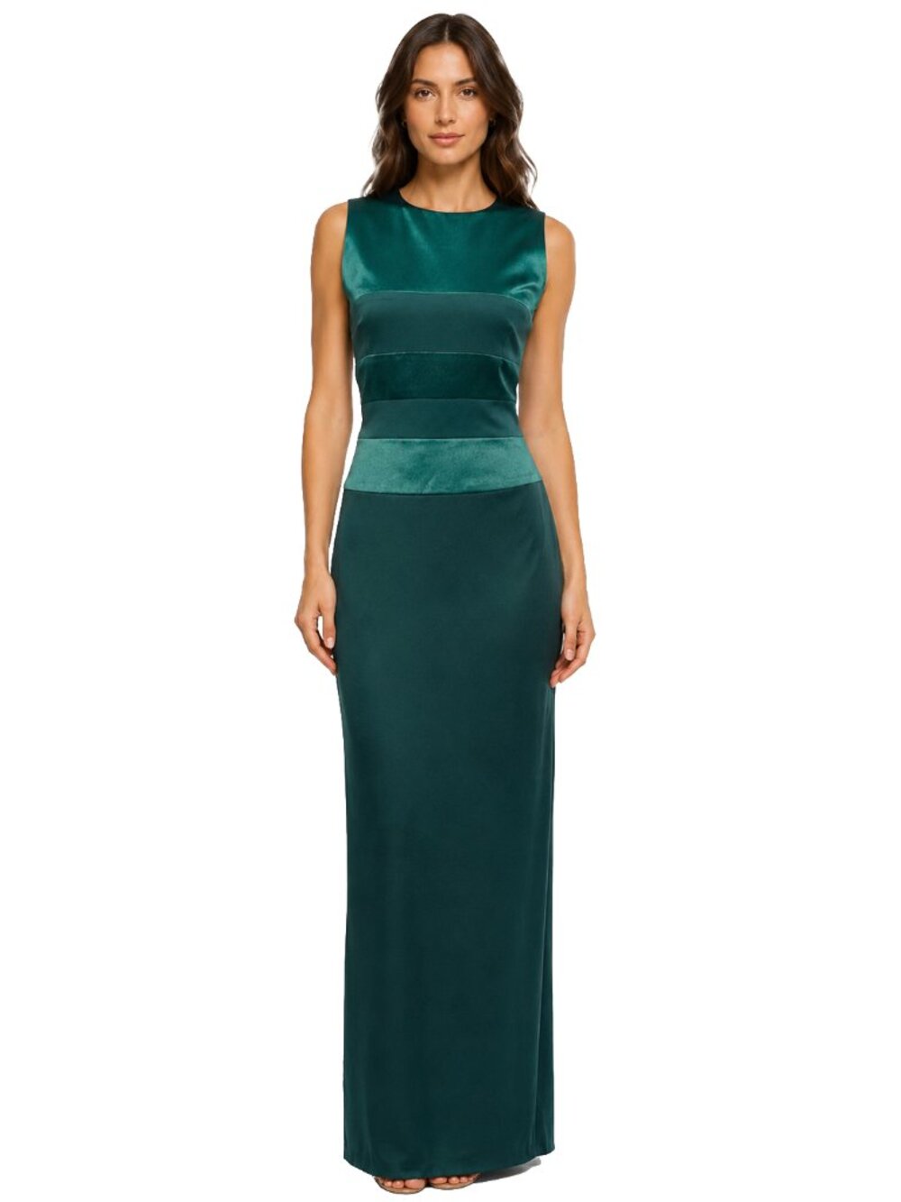 Vintage Cache Emerald Green Satin Maxi Dress Size 12 Formal Evening Gown